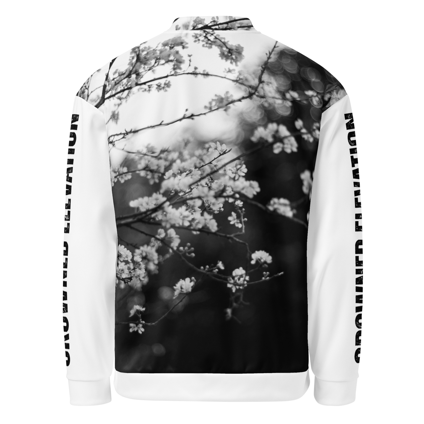 Noir Blossom | Floral Print Bomber Jacket