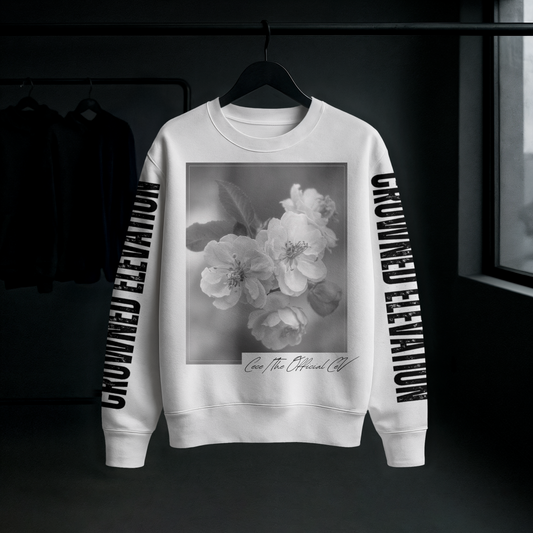 Crowned Elevation Cherry Blossom W/ CeV Signature | White Sweatshirt