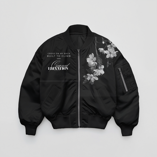 Cross On My Back | Black Bomber Jacket
