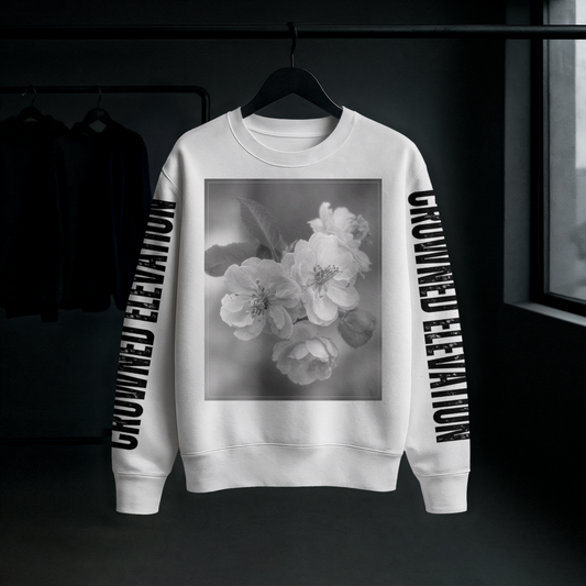 Crowned Elevation Cherry Blossom | White Sweatshirt